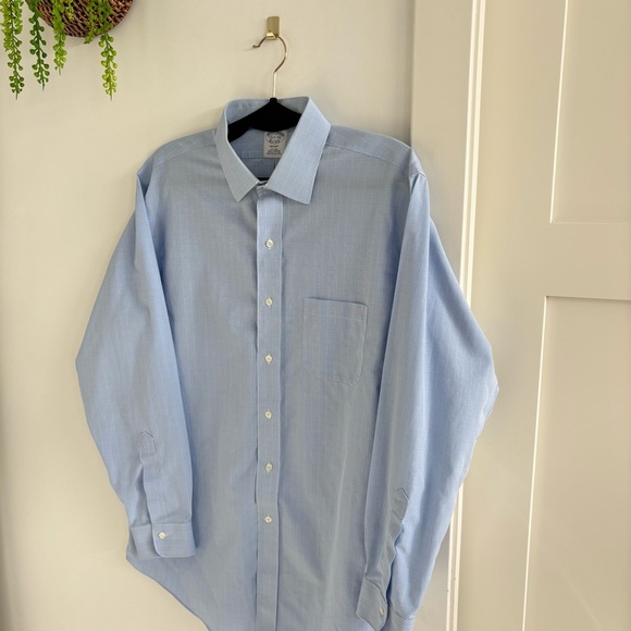 Brooks Brothers Mens Regent Button Down Dress Shirt Blue Plaid Non-Iron 16.5-34 - Picture 2 of 10